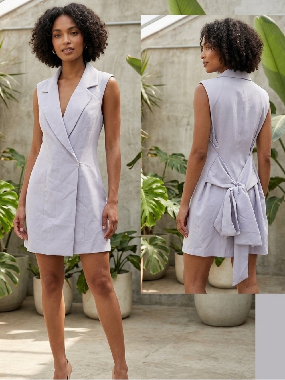 Sleeveless Lavender Wrap Blazer Dress